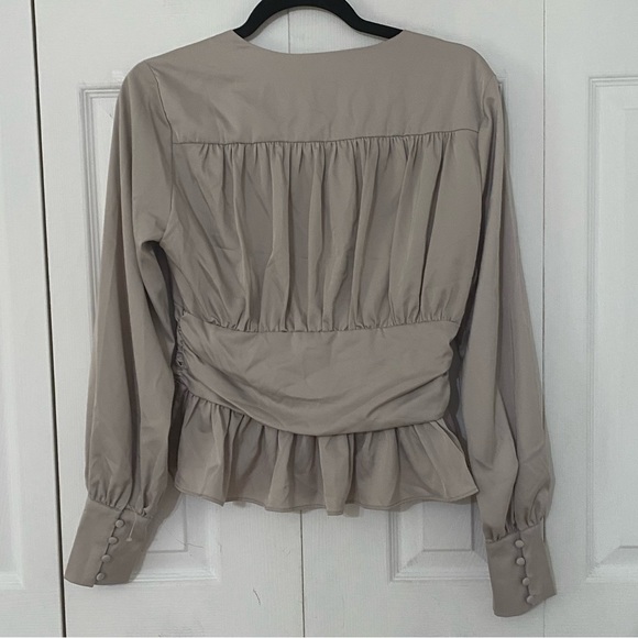 JASON WU Gray Silk Satin Peplum Top M - Picture 4 of 12